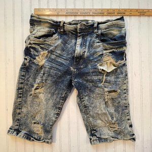 Evolution by Design Stretch Denim Acid Wash Shorts Distressed 34